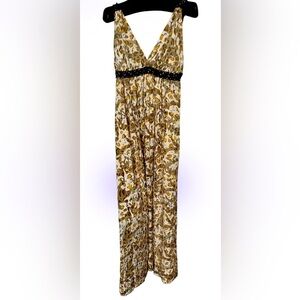 2B Bebe sheer Neutral leopard print maxi dress Sz M
